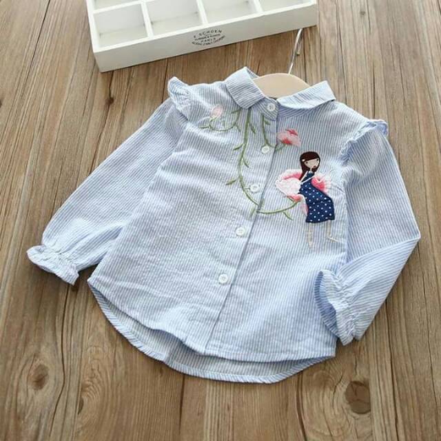 Kemeja Anak Perempuan Kemeja Salur Shopee Indonesia