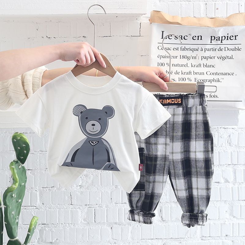 [COD]  Setelan anak laki laki model FOMOUS Baju baby impor 0-5 Tahun baju impor korean kotak lucu / brownieground