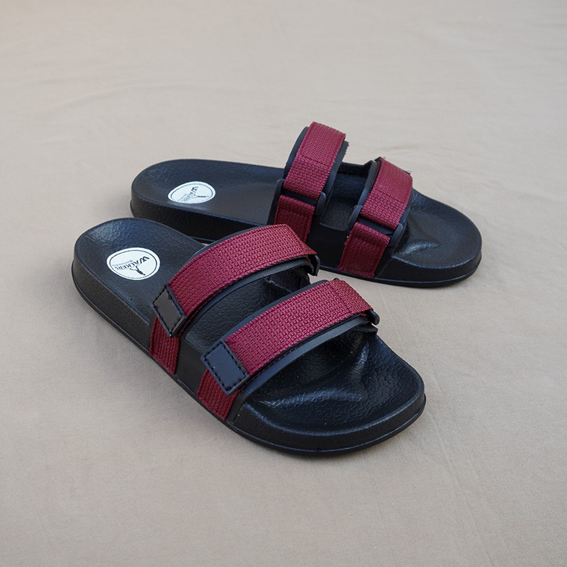 Sandal Slide Pria Sandal Walkers Weber Maroon sandal slop sendal Santai Sendal Casual Harian Cowok