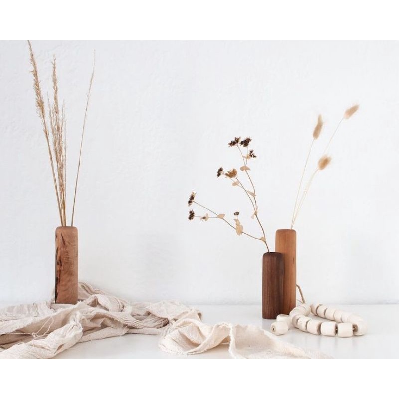 VAS BUNGA/VAS BUNGA KAYU/VAS BUNGA KAYU JATI/VAS BUNGA AESTHETIC/POT BUNGA KAYU/POT BUNGA JATI