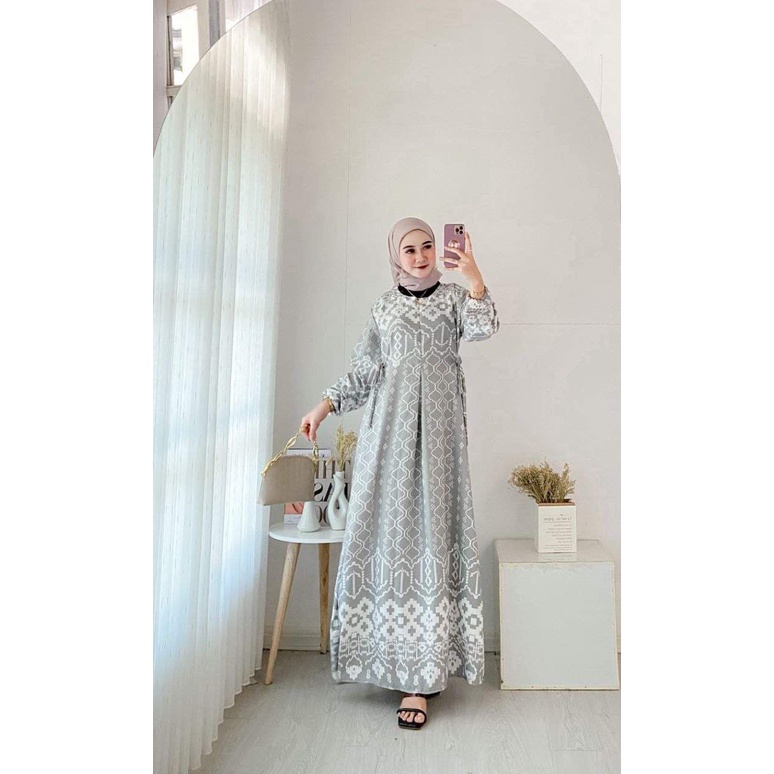 Ethnik Gamis Terbaru Maxmara Lux Ori Premium Dress Wanita Lengan Panjang Maxi Dress Kekinian LD 112 cm