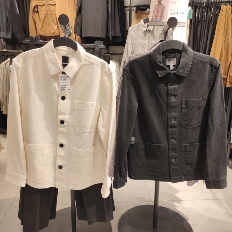 Jaket Pria H&M Original store warna Putih Tulang dan Hitam