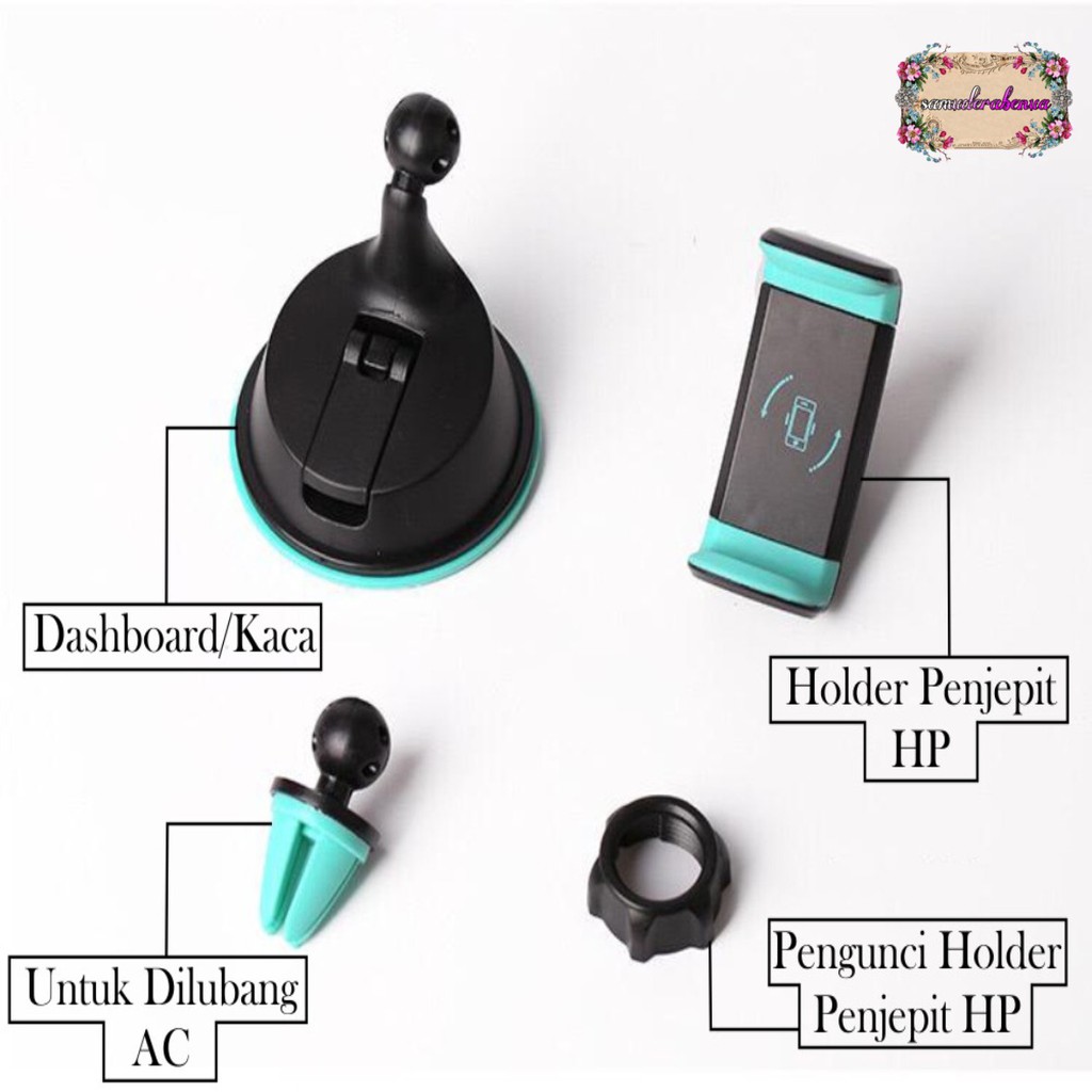 JXCH 2in1 Holder mobil HP car Holder Stand Dashboard AC KACA GPS universal phone 360 derajat SB1302