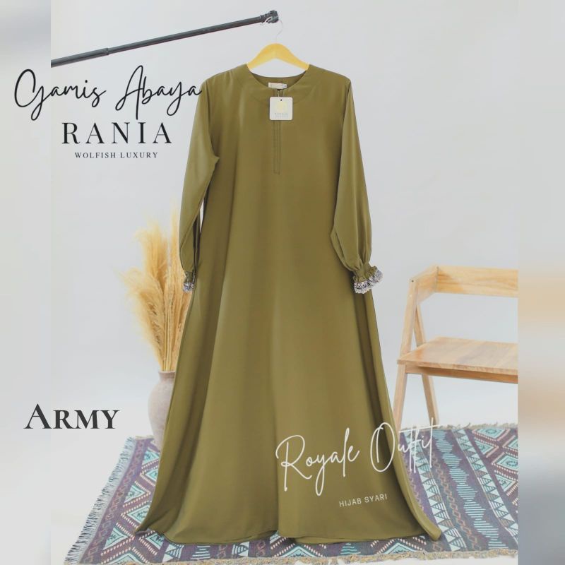 royale - rania abaya polos mix renda tile gold tangan smok