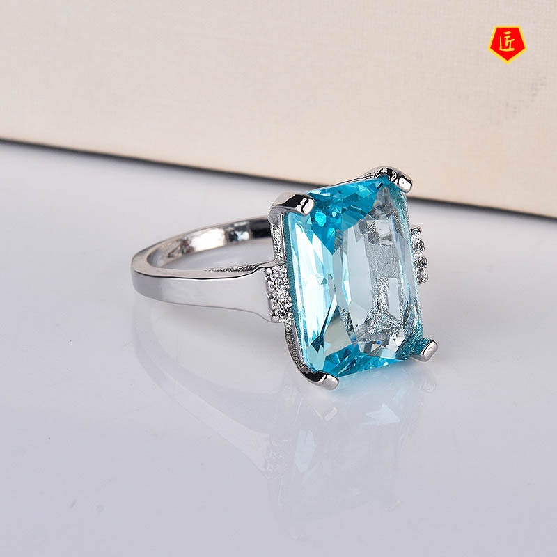 [Ready Stock]Fashion Luxury Topaz Sapphire Ring