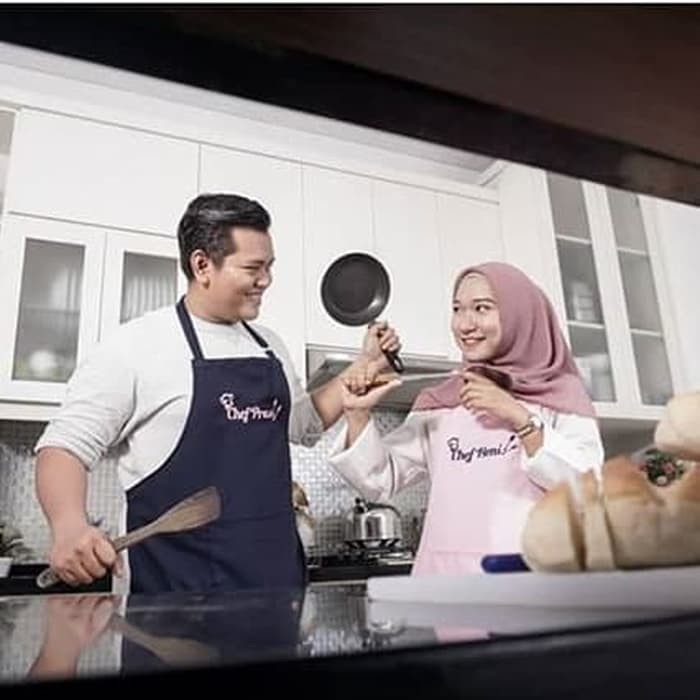 Celemek Apron Masak Couple Celemek Dapur Suami Istri Polos - drill premium