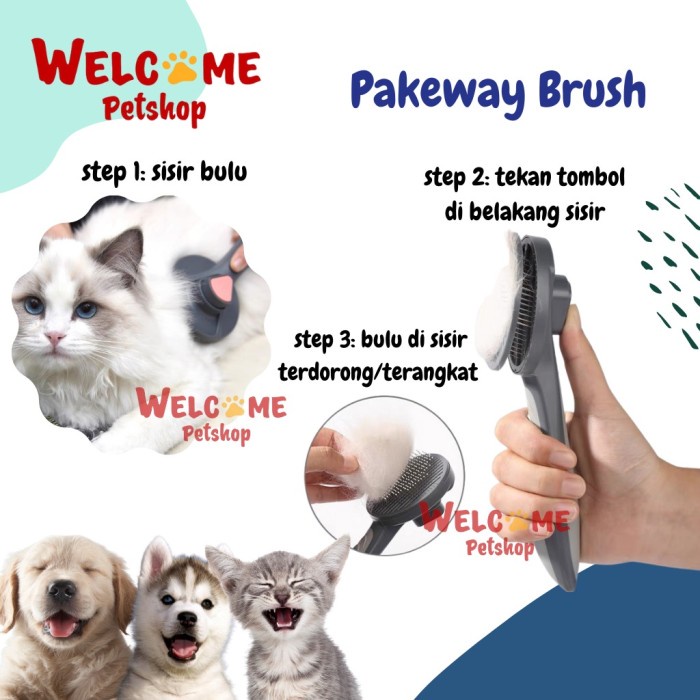 Pakeaway Brush Sisir Pelepas Bulu Otomatis Fur Anjing Kucing Kelinci