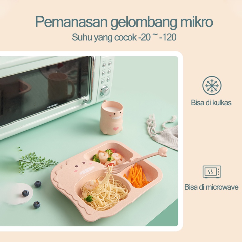 Set alat makan anak/Peralatan makan set/Peralatan Makan Sendok Dan Garpu Desain Dinosaurus Untuk Anak/Sendok garpu anak (B14-15-16)