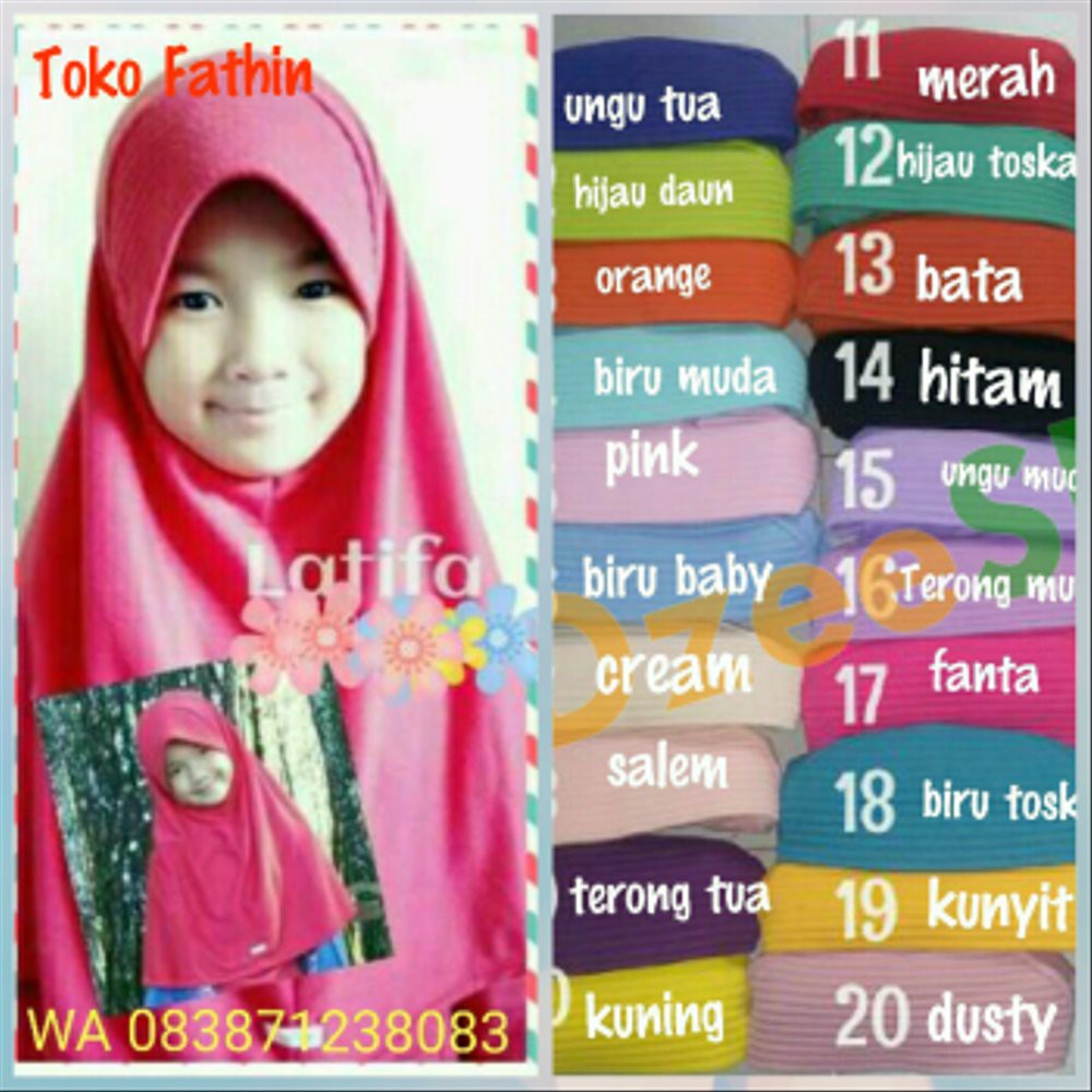 Jilbab anak vania latifa/ bergo sekolah sd