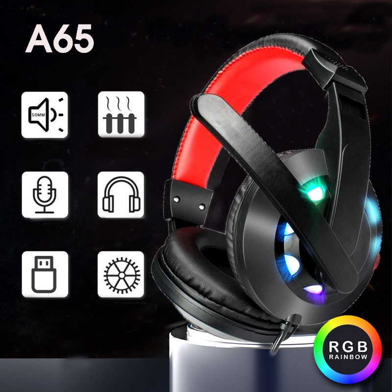 Headset Gaming LED+Microphone Noise Canceling Headset A3/A65 For Computer Laptop