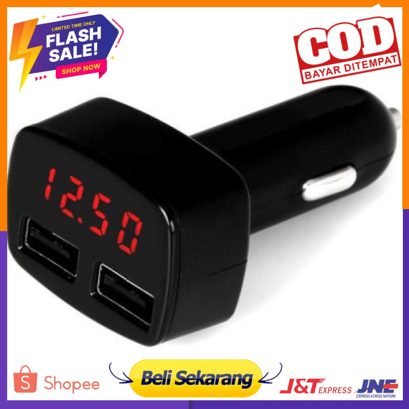 Car Charger Mobil Dual USB  with LED Display / Cas HP hANDPHONE Di Mobil- EC2