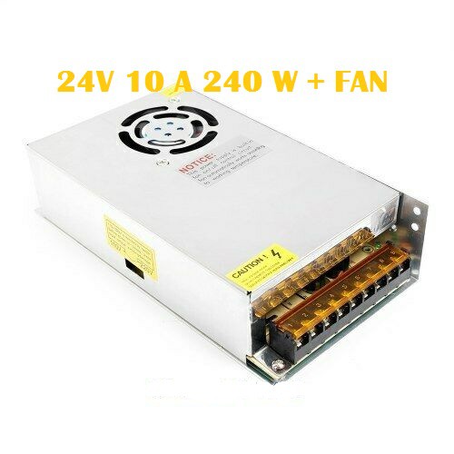 Power Supply Switching 24 Volt 10 Amp DC PSU Fan LED Adapter Adaptor Jaring 24V 10A