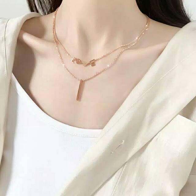 GG Kalung Titanium Premium 2layer I love #KL-119B