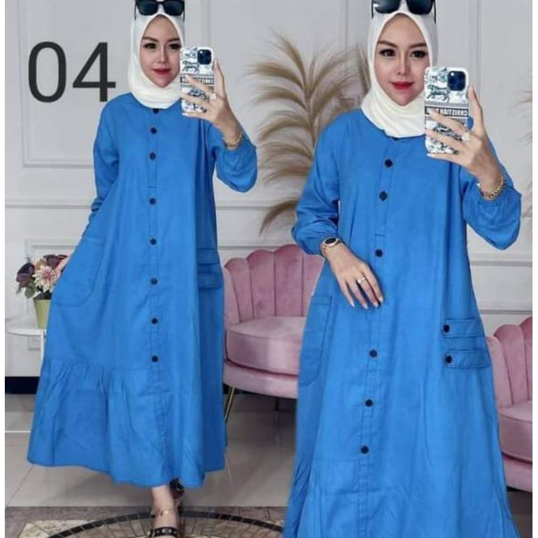 Baju Gamis Dewasa Jeans Jins Denim Wanita Terbaru