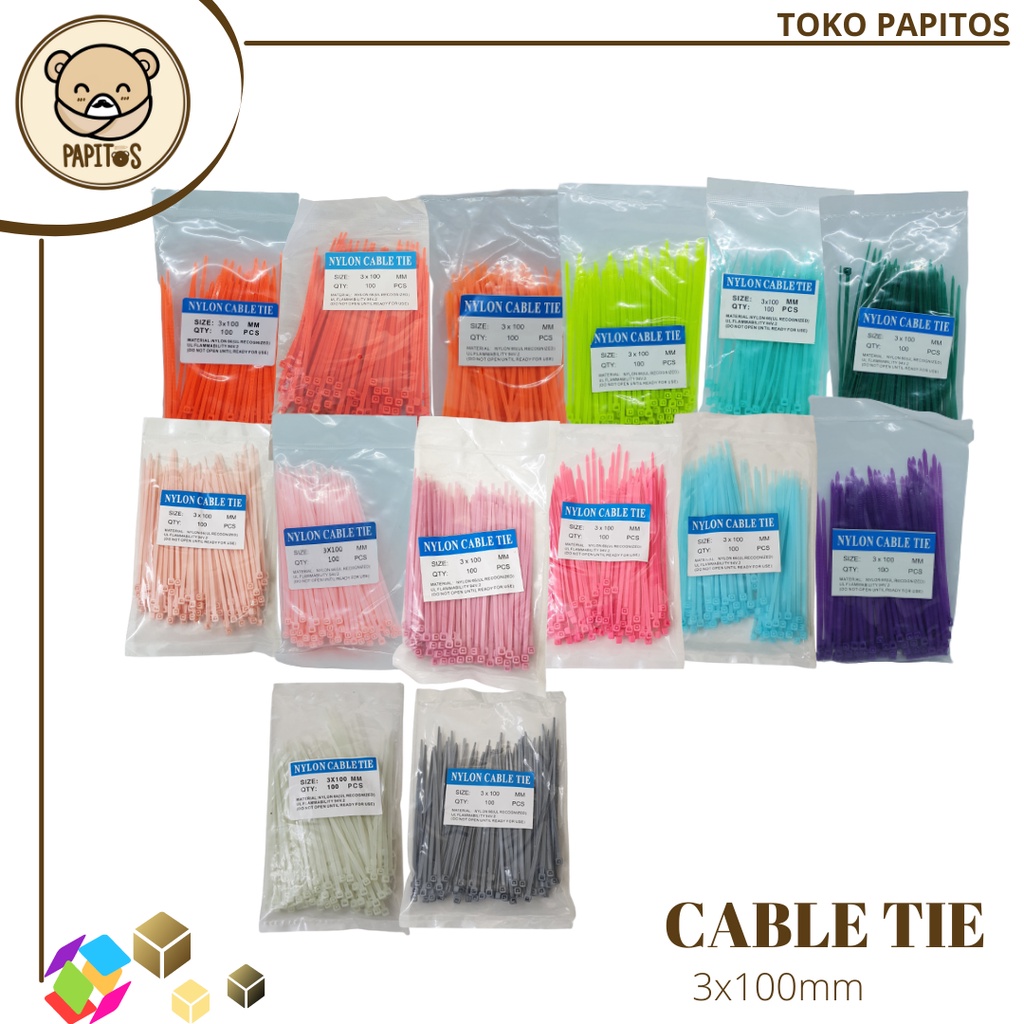 

Cable Tie/ Kabel Tis/ Cable Ties ukuran 3mm*100mm (isi 100)