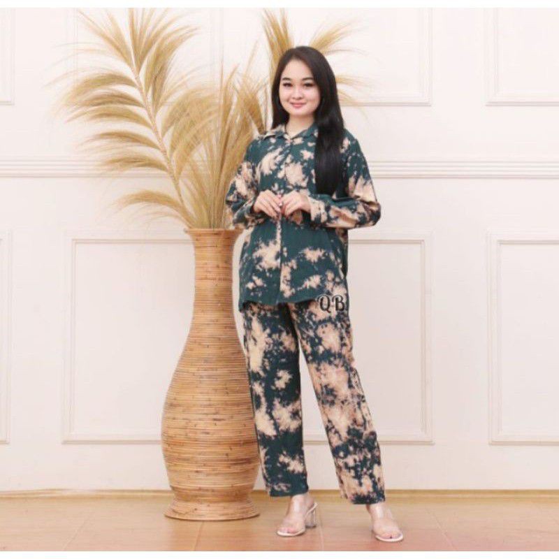 One Set Piyama Lengan Panjang Tie Dye I Setelan Tie Dye Wanita-2