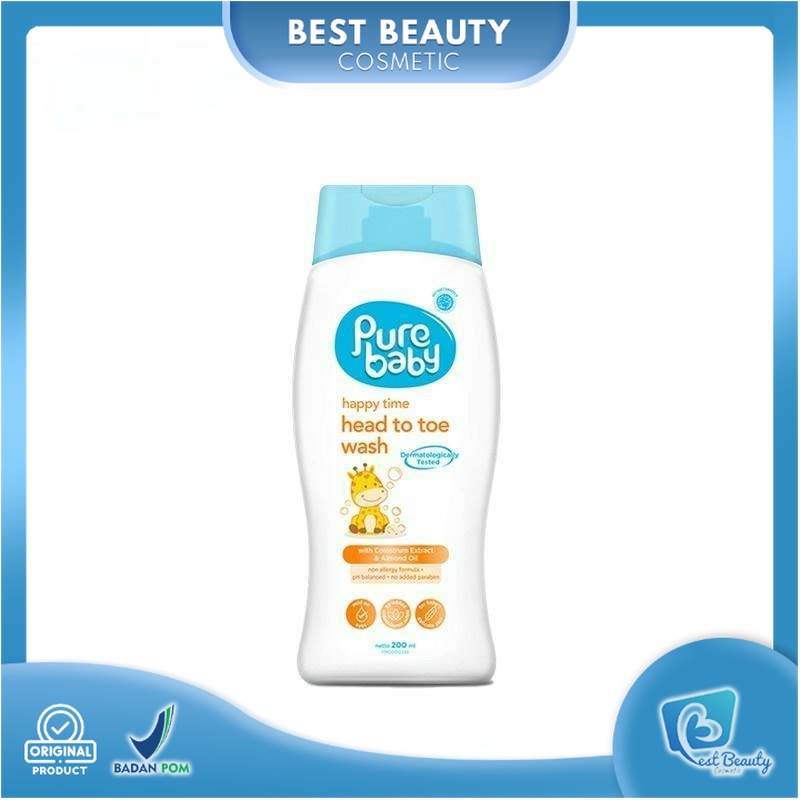 ★ BB ★  Pure Baby Happy Head Toe Wash 200 ml - Sabun Shampo 2in1 dengan Bahan Alami