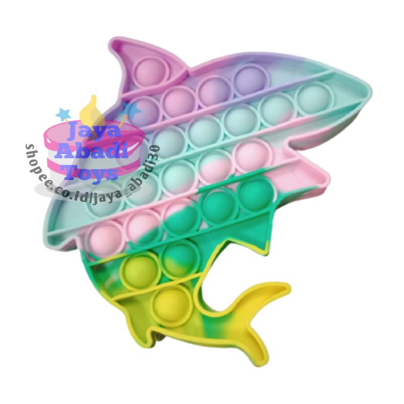 MAINAN ANAK VIRALL FIDGET PUSH /POP IT PELANGI RAINBOW MOTIF LUCU MURAH MERIAH-Hiu 🦈 Shark