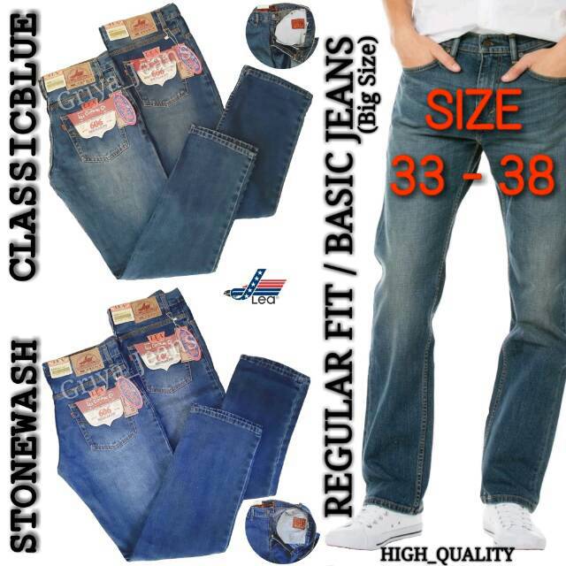 Celana Jeans Bigsize Lea Panjang Pria / Regular Jeans / Lea Straight Jeans Pria / Basic Jeans Jumbo