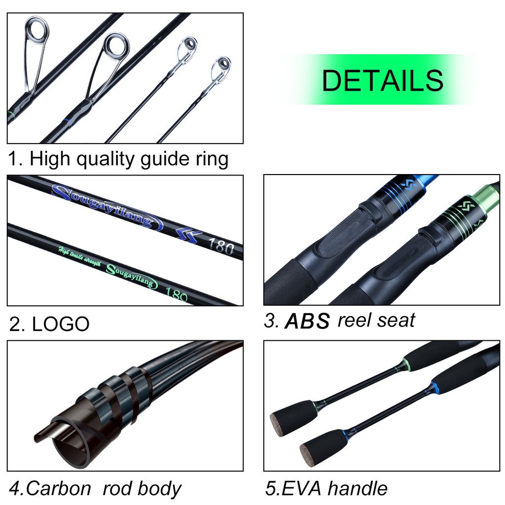 Sougayilang pake pipa Tipe Baru 1.8M UL Fishing Rod Dengan Carbon Fiber Spinning / Casting Fishing Rod Fishing Tackle