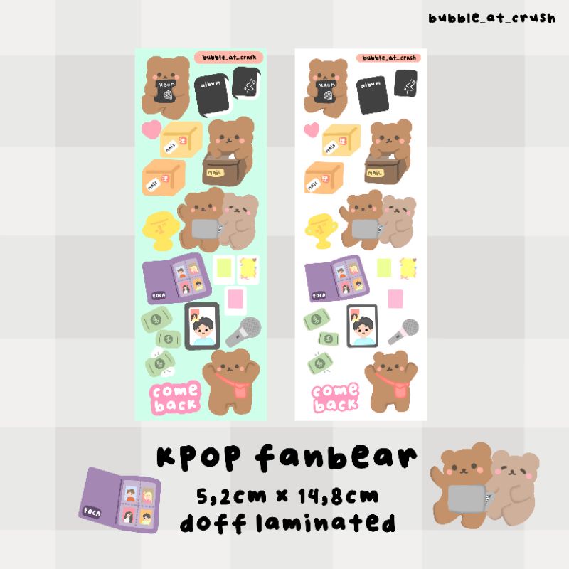 

(bubble_at_crush) kpop fanbear stickers sheet kiss cut