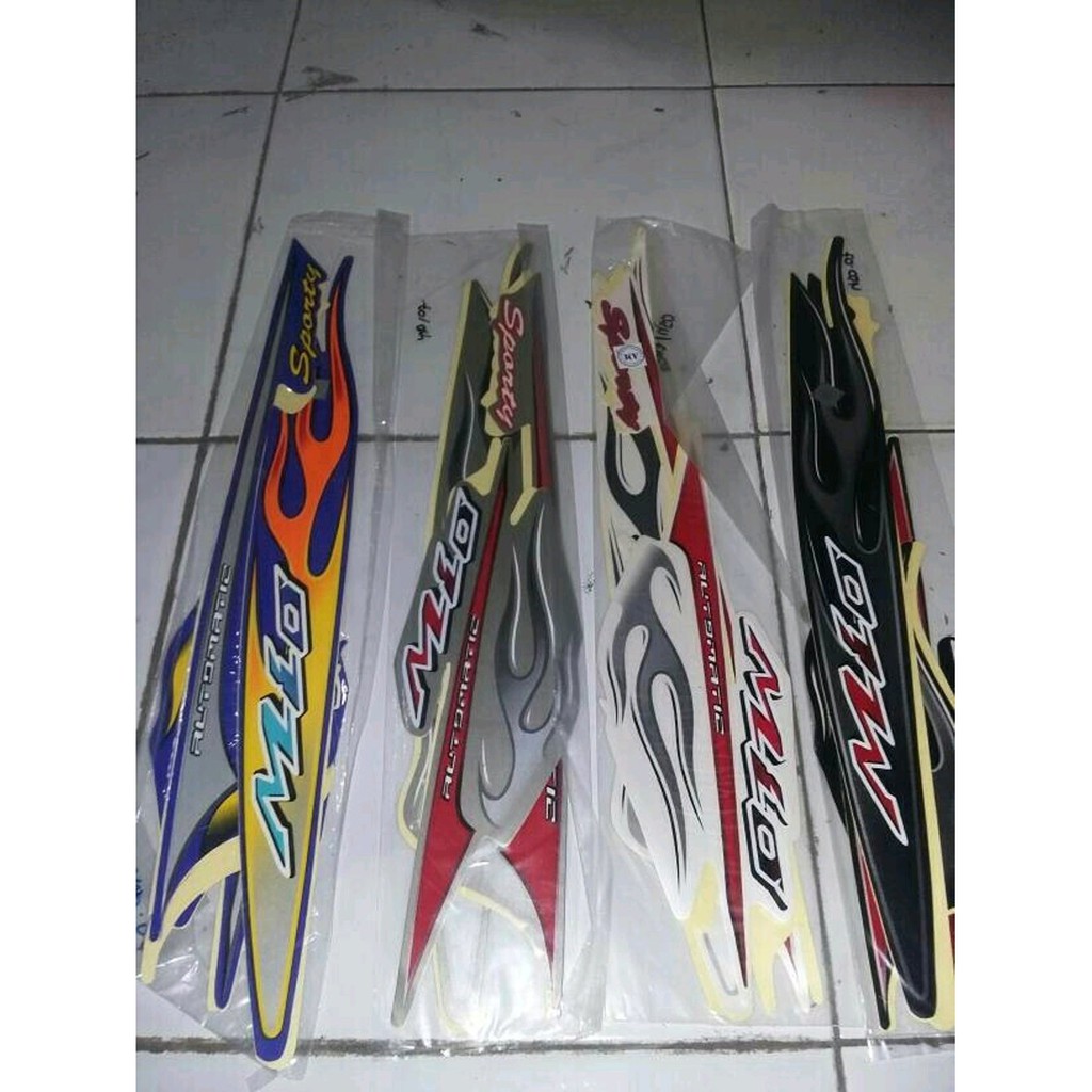 Stiker striping sticker yamaha mio sporty 2007 api biru - silver - hitam - putih