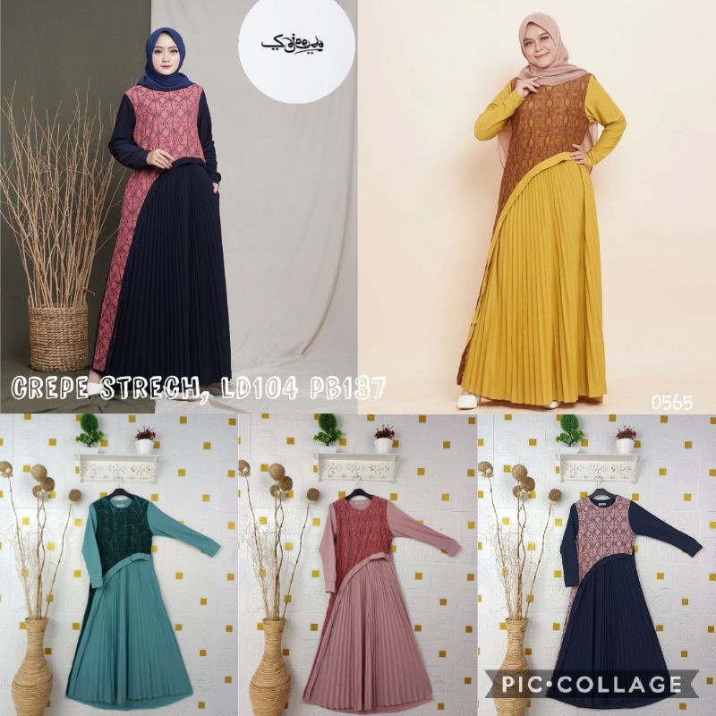 Gamis sajeeda 2 warnaCrepe stretch