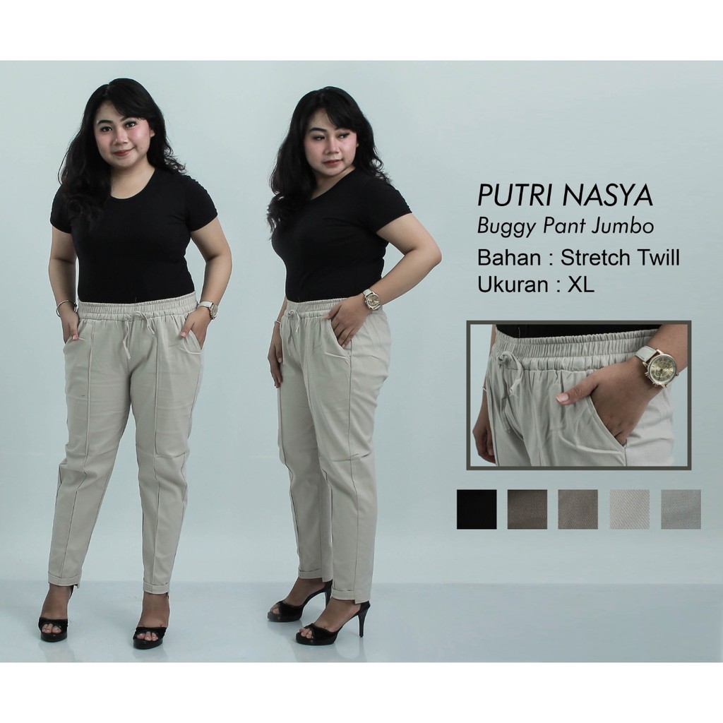 Putri Nasya - Celana Big Size Panjang Ukuran 8L,6L,5L,4L,2L,XL, All Size Warna Moca Capucino Hitam Abu Tua Muda Cream