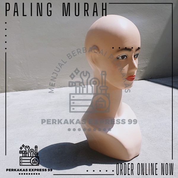 Patung / Manekin Kepala Wanita Dewasa / Display Jilbab, Kerudung, Wig Warna Kulit
