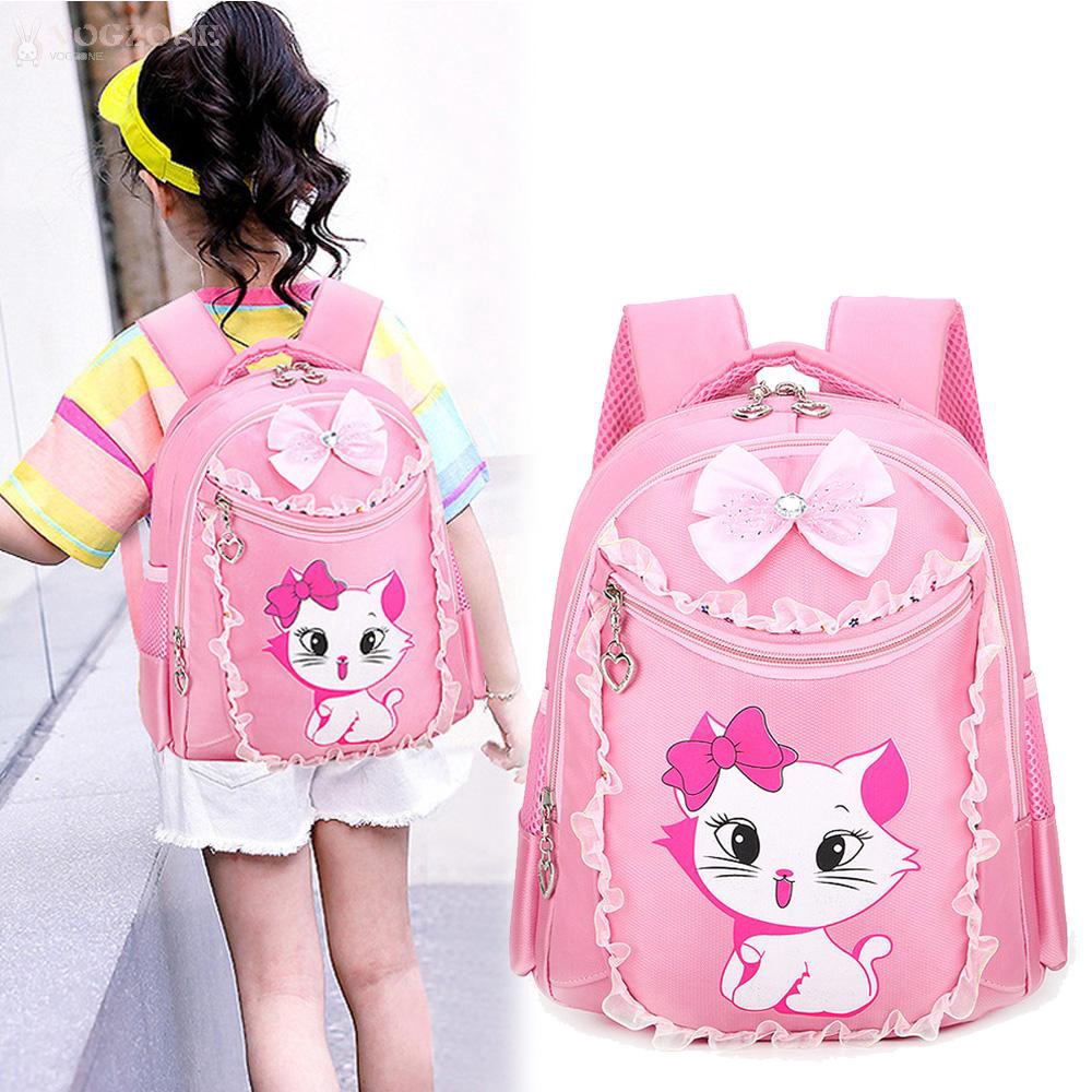 Tas Ransel Ringan Gambar Kartun Kucing Kapasitas Besar Warna Pink