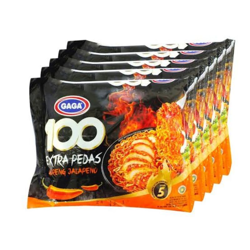 Mie Gaga Goreng Extra Pedas Jalapeno Level 5 isi 5 pcs