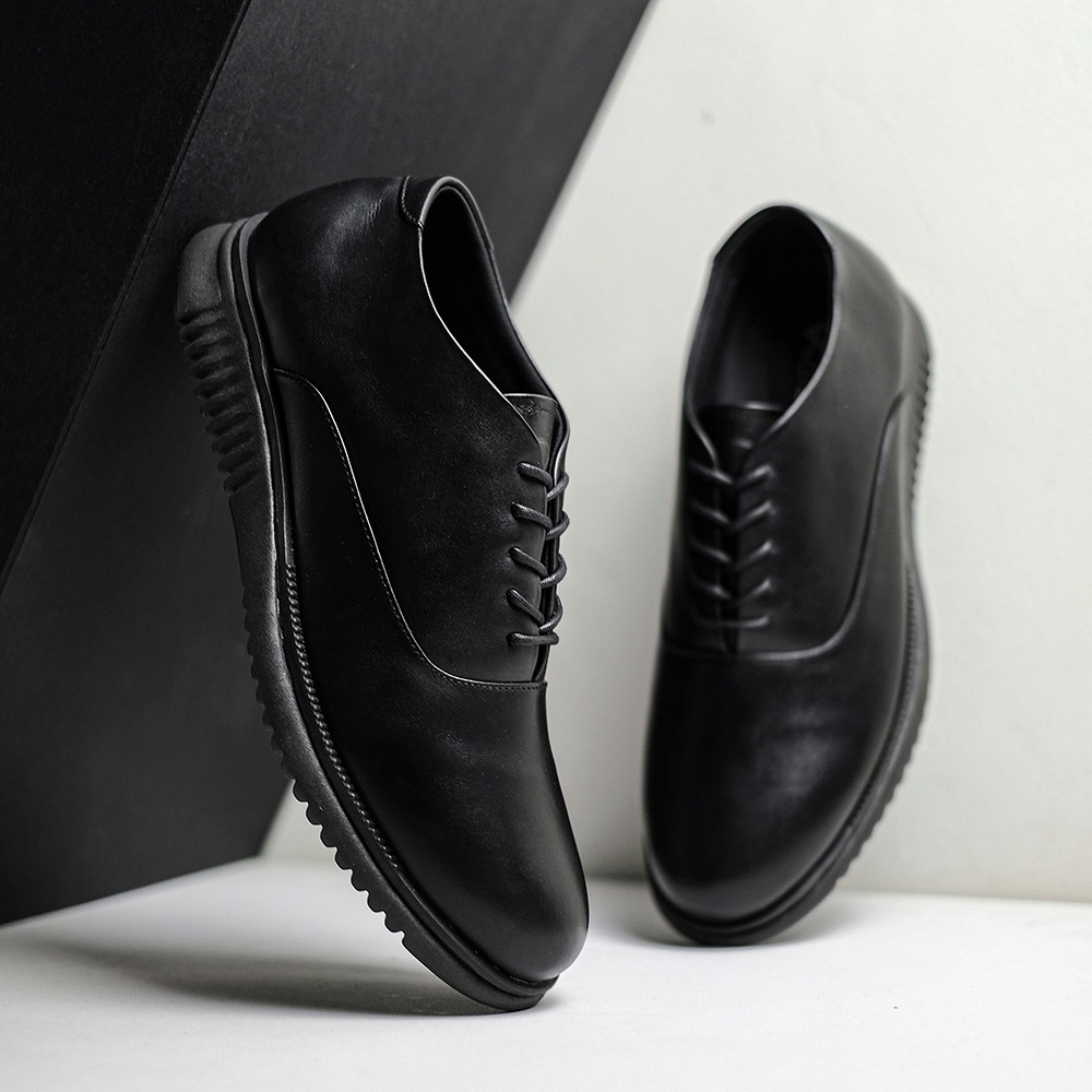 LONDON 2.0 FULL BLACK (KULIT ASLI) |MNM x Kenzio| Sepatu Pantofel Pria Oxford Formal ORIGINAL