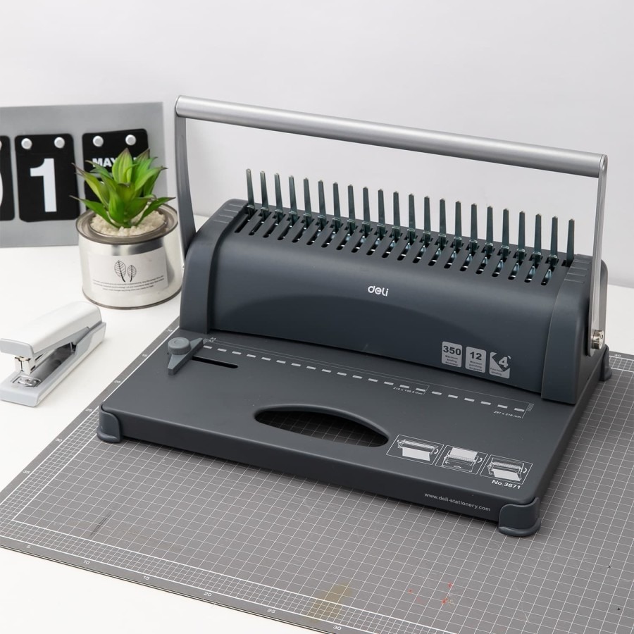 

Mesin Jilid Spiral Plastik Deli 3871 Ukuran A4 (Binding Capacity 350 Lembar)