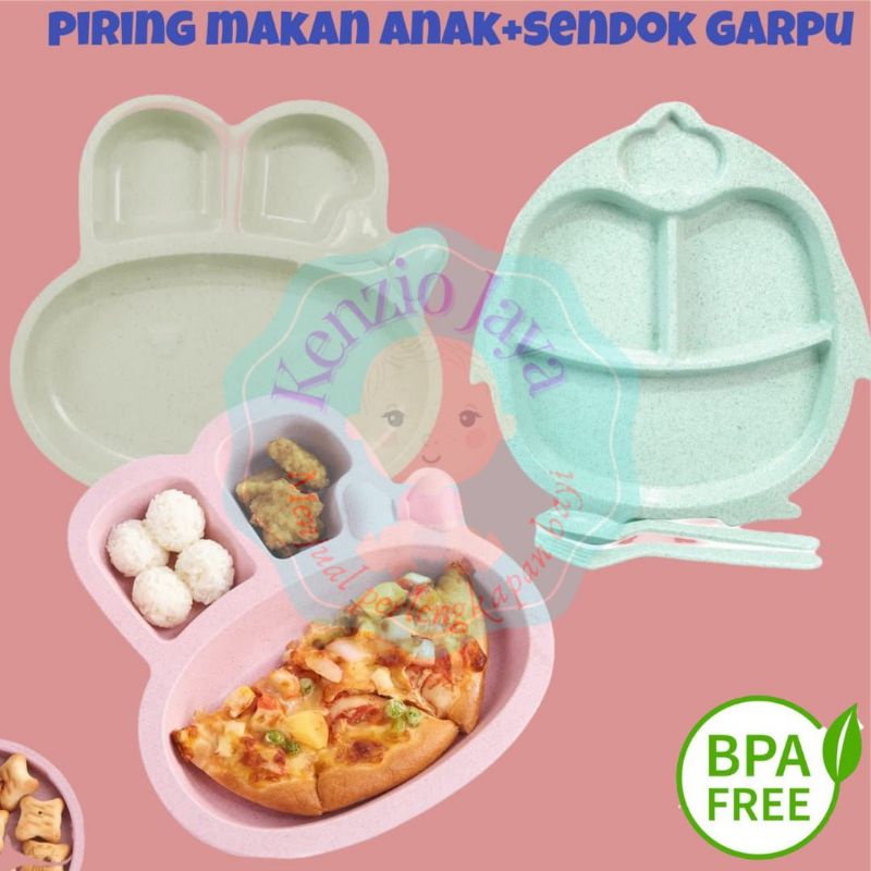 piring makan anak set sendok garpu