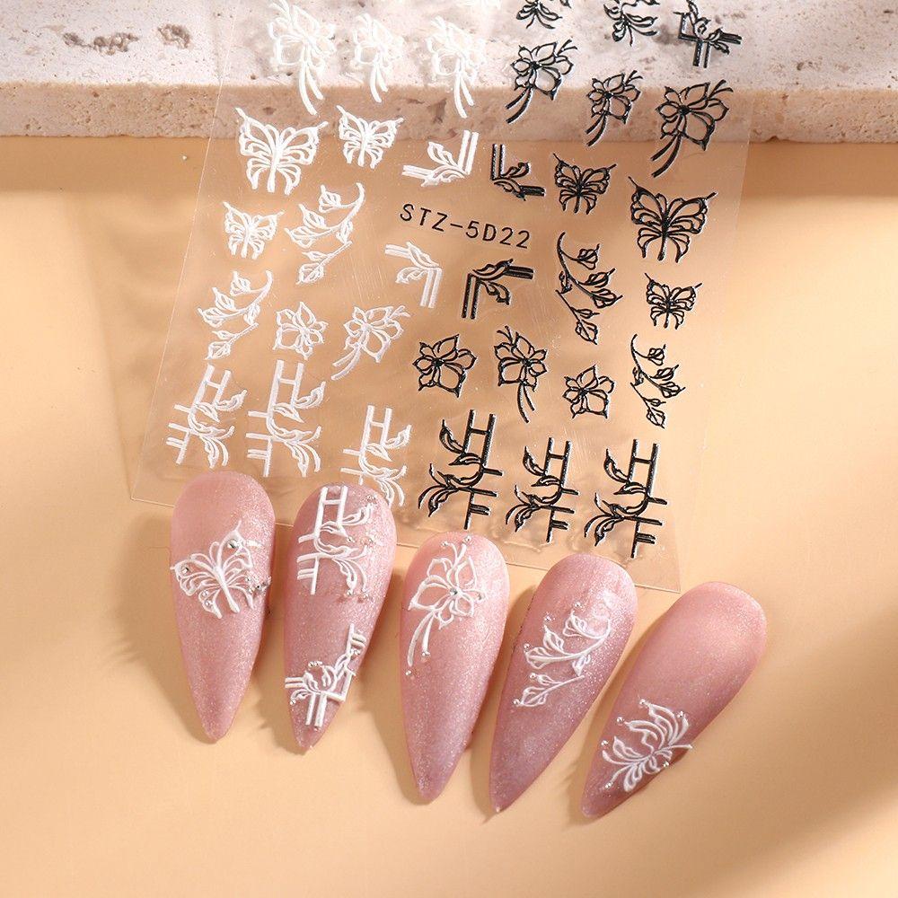 [Elegan] Self-adhesive Nail Decals Bunga Kupu-Kupu Salon Kuku Nail Art Sliders DIY Stiker Kuku Kuku Nail Art Decals Manicuring Sticker