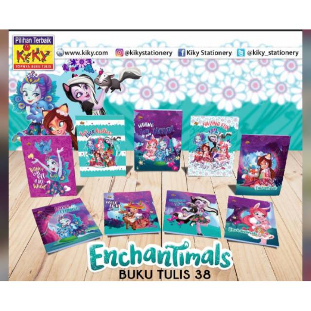 Buku Tulis KIKY 38 POLOS ( 10 Pcs ) Motif Doraemon & Enchantimals