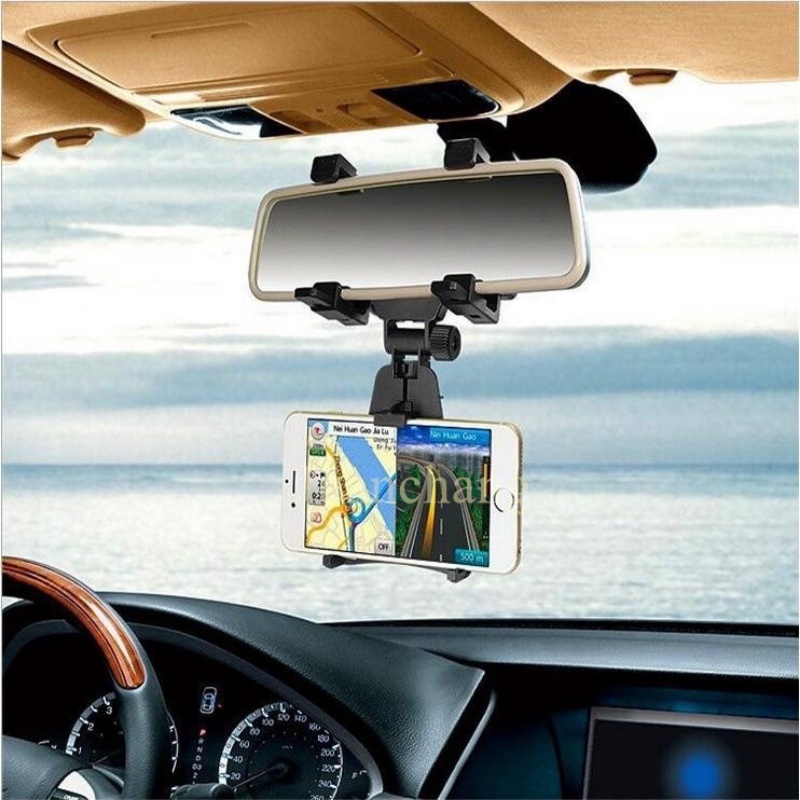 Braket Stand Holder Smartphone Mount Kaca Spion Tengah Mobil Adjustable Bisa Dilipat