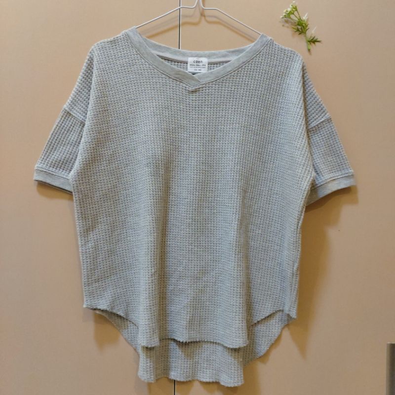 Waffle Grey Rajut For Woman by Coen | Kaos Wanita Lengan Pendek | Kaos Korean Style