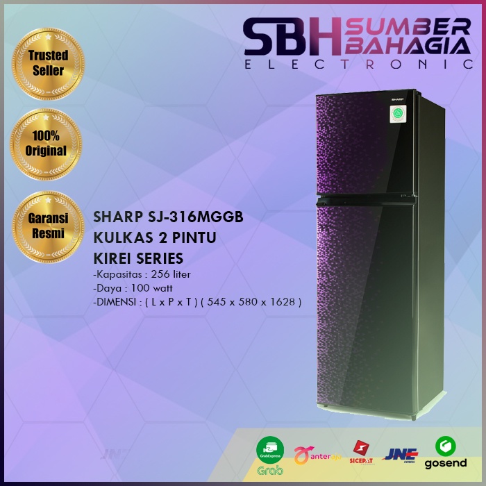 SHARP SJ-316MGGB/ MGGR KULKAS 2 PINTU KIREI SERIES (NEW)