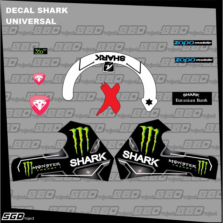 Stiker Decal Helm Motif SHARK JL Universal Non Full