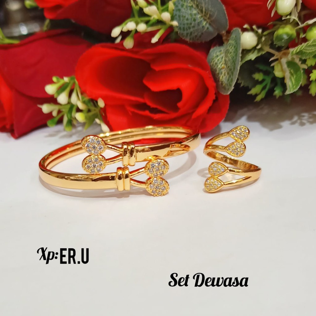 Gelang TITANIUM Bangle Dewasa FREE cincin varian motif,perhiasan emas Korea tidak karat COD