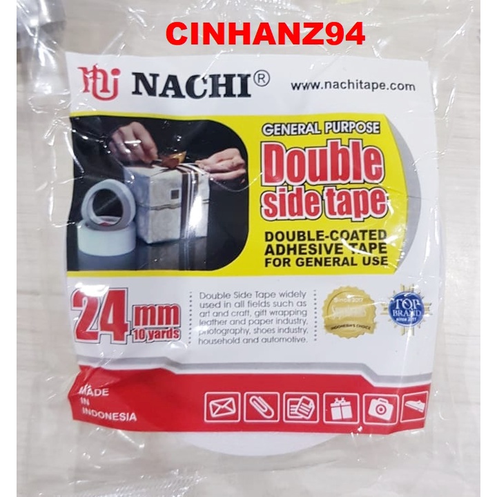 Selotip Bolak balik NACHI Double Tape 24mm 10yard Double Side Tape 100% ORIGINAL