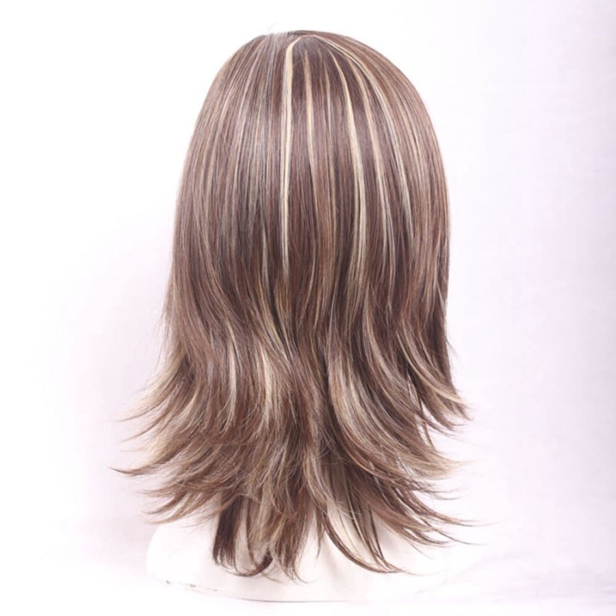 Wig golden brown coklat blonde cantik shaggy panjang