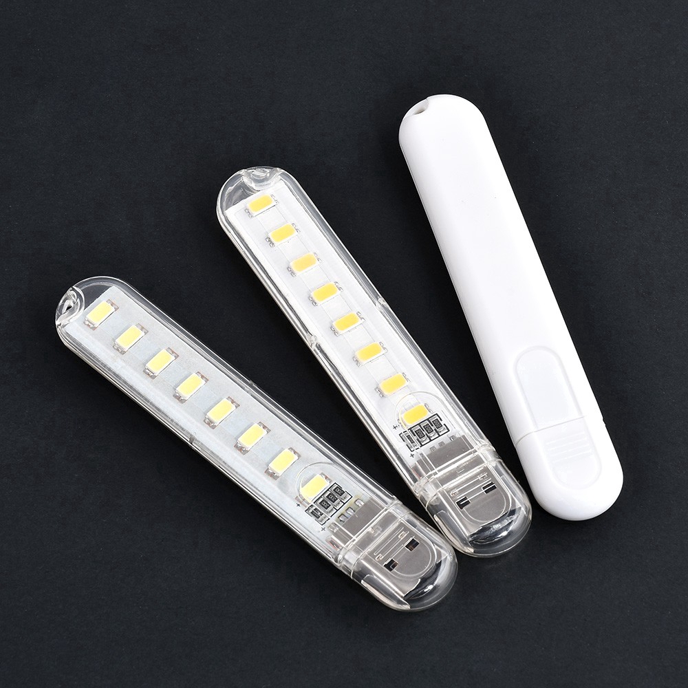 Lampu 8 Led Usb Mini Portable Bahan Abs Warna Putih Untuk Baca Bukumalam