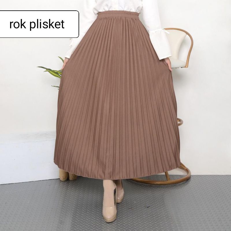 Rok plisket mayung hyget maxi skirt Rok wanita Mayung// muat bb 40-95 kg