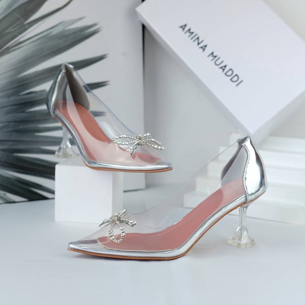 [7.7 Boombastis Sale⚡] - SEPATU WANITA AMS KACA GLASS HIGH HEELS AMS012 PREMIUM IMPORT