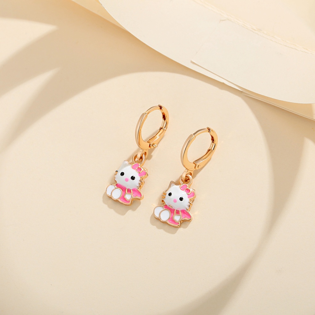 Y705 【COD】 Anting Anak-Anak Hello Kitty Fashion Emas Anting Anak Hello KittyTitanium