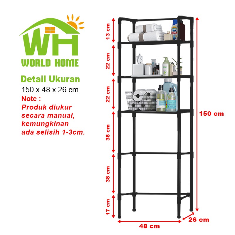 Rak Toilet WC Rak Kamar Mandi Serbaguna rak sabun stainles WHFURNITURE