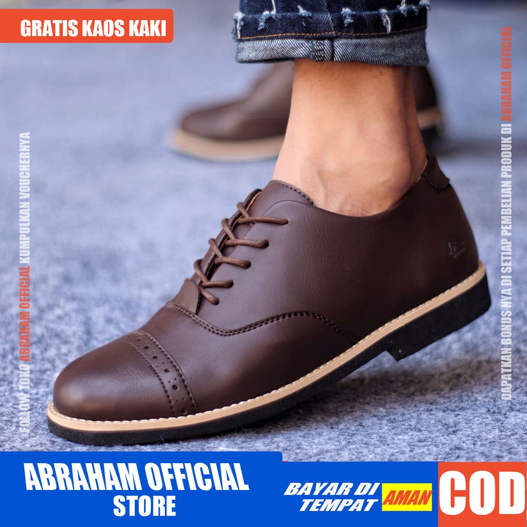 ROHAN Sepatu Formal Pria Sepatu Casual Pria Kulit Pu Sepatu Pria Casual Sepatu Kasual Cowok / Cowo Oxford Kerja Kantor Kuliah Kondangan Gaya Keren Kekinian Original Murah Terlaris