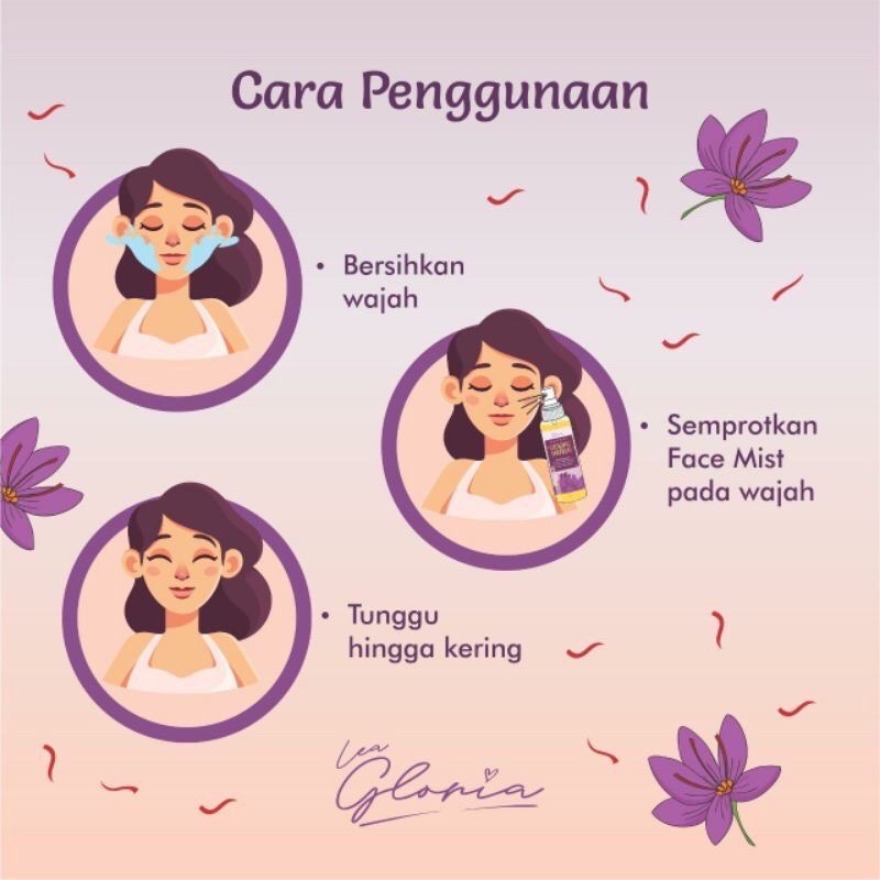 ✿ELYSABETHME✿ Lea gloria face mist saffron with cactus toner wajah penyegar campuran masker face mask organik bubuk